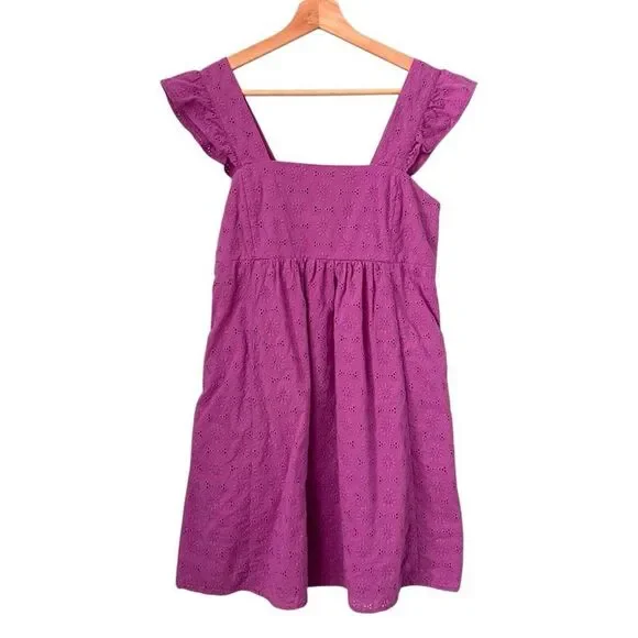 Draper James Maddie Babydoll Dress in Purple Eyelet Cotton Size XS - Picture 3 of 12